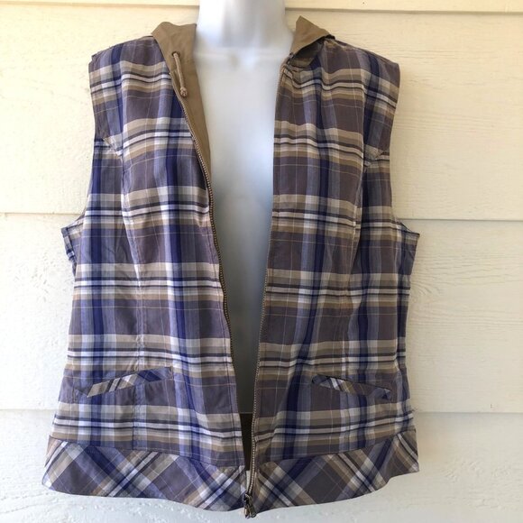 NWT! Christopher & Banks Size L Reversible Hooded Zip Front Vest - Picture 1 of 16